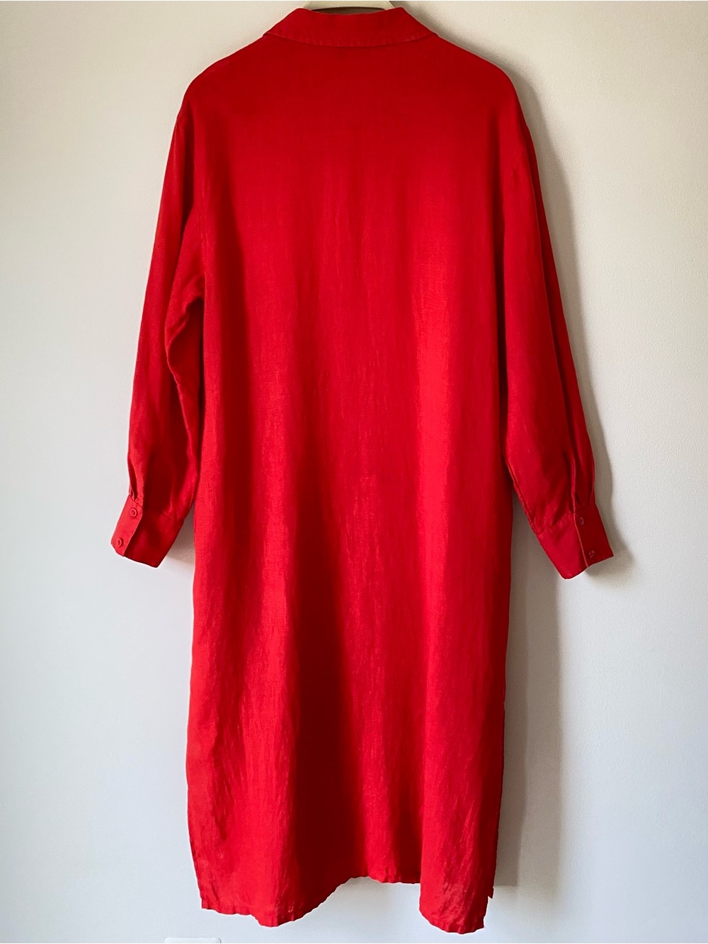 The Drop Fiona Red Linen Midi Shirt Dress Relaxed Button Down Duster Lagenlook M - Picture 10 of 15